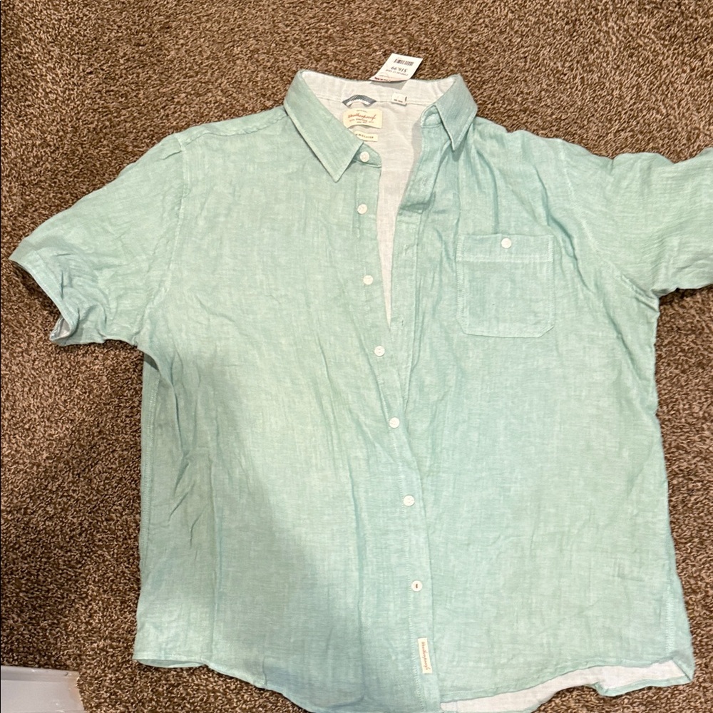 Weatherproof Vintage Mint Green Button-Up Shirt